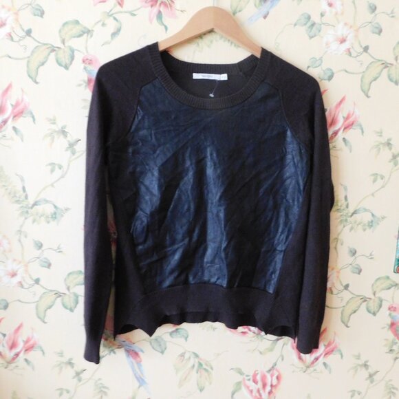 🦔🐾 Anthropologie Bailey 44 Faux Leather Front Sweater - Picture 10 of 10